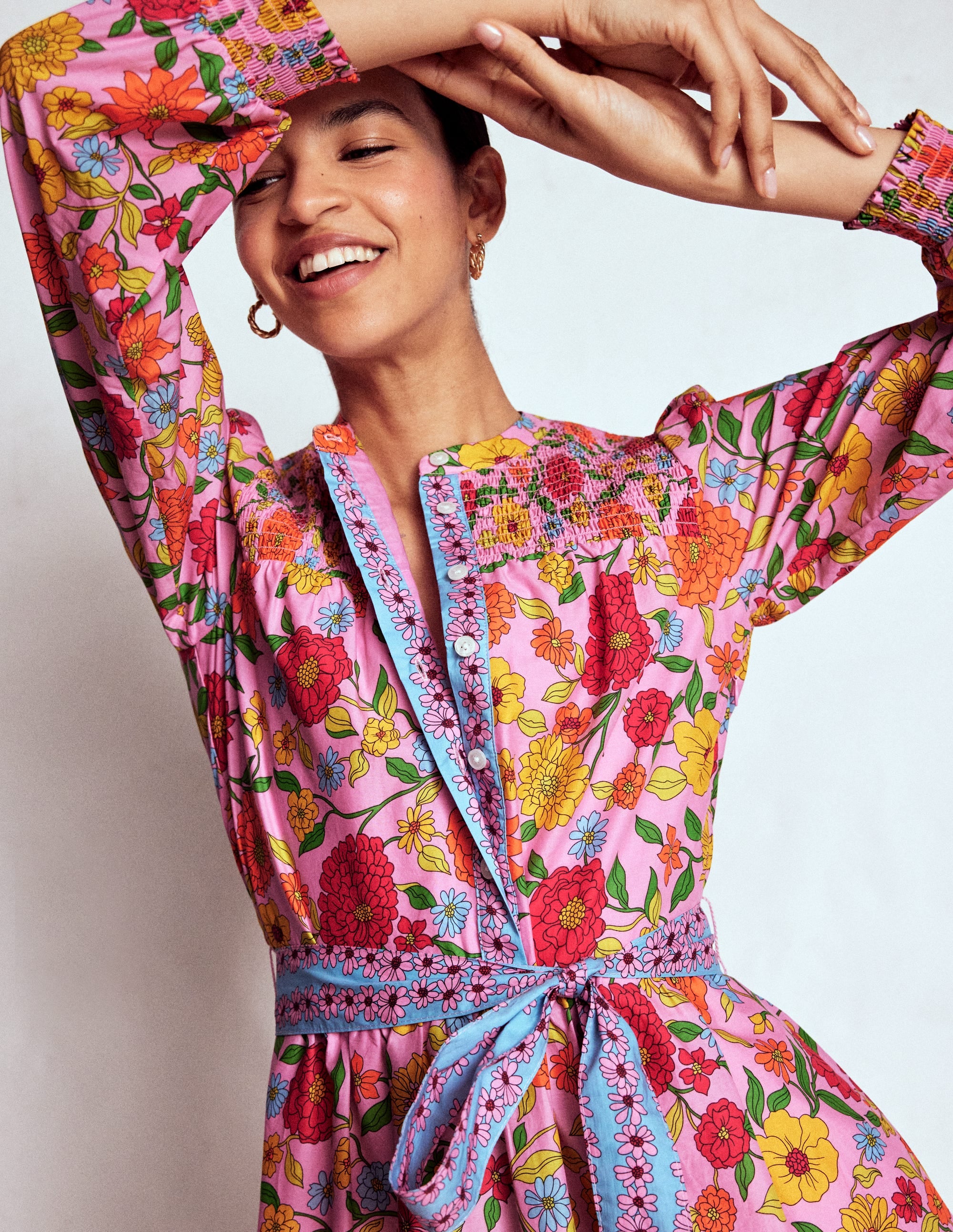 Cecily Cotton Midi Dress-Multi, Dahlia Trail | Boden USA