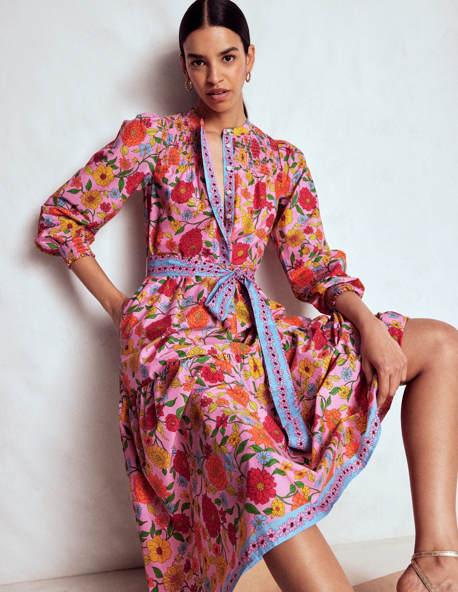 Cecily Cotton Midi Dress-Multi, Dahlia Trail-5