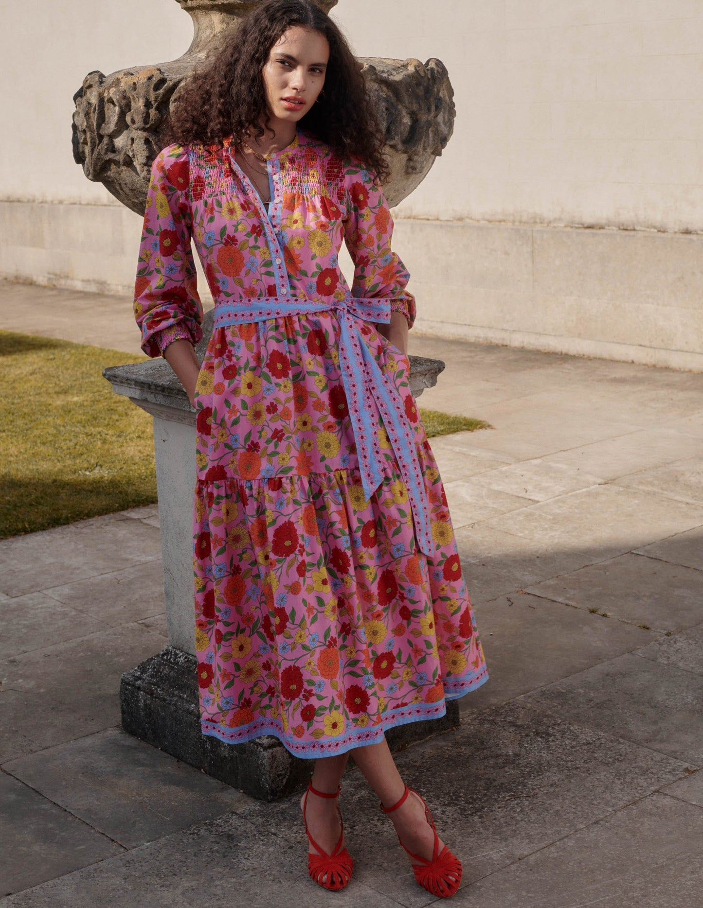 Cecily Cotton Midi Dress-Multi, Dahlia Trail