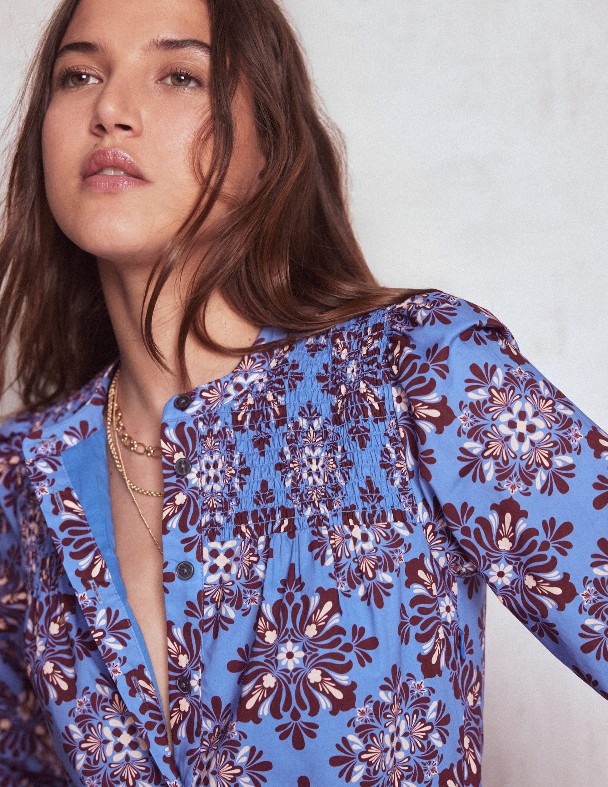 Cecily Cotton Midi Dress-Soft Blue, Bloom Mosaic-2