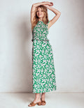 Carolina Smocked Midi Dress-Rich Emerald, Ornate Vine