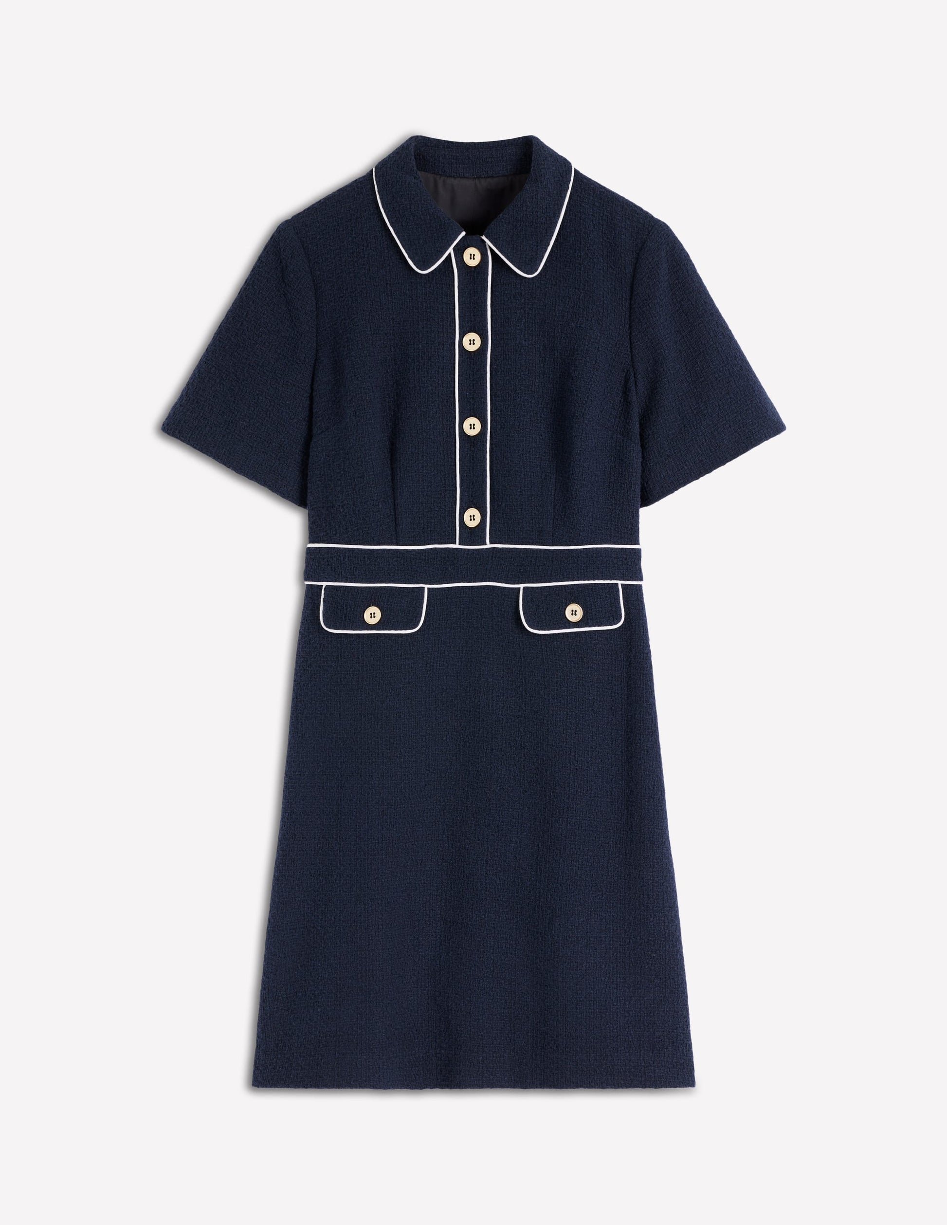 Eda Cotton Shift Dress-Navy-6