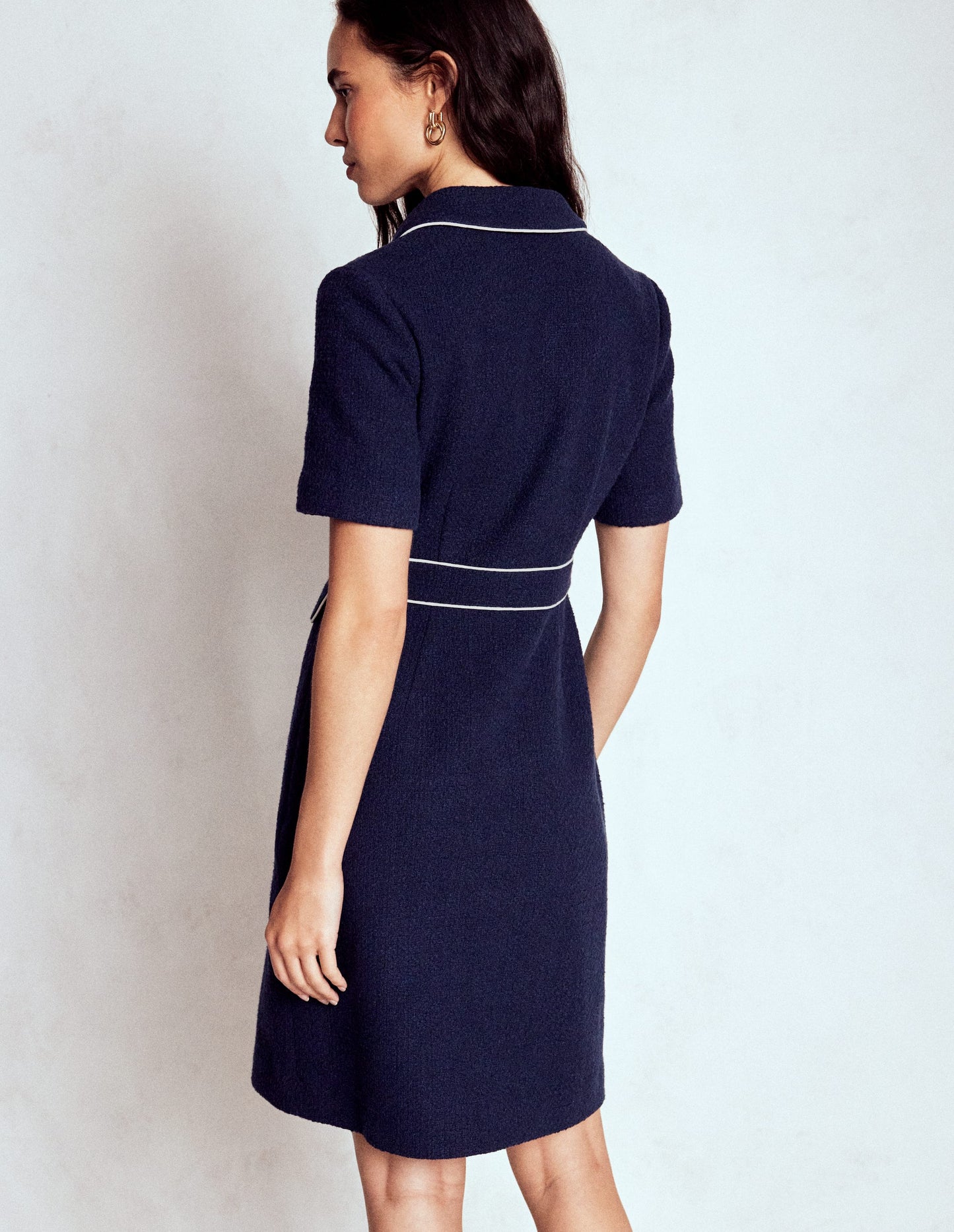 Eda Cotton Shift Dress-Navy