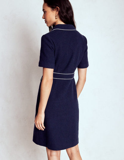 Eda Cotton Shift Dress-Navy-3