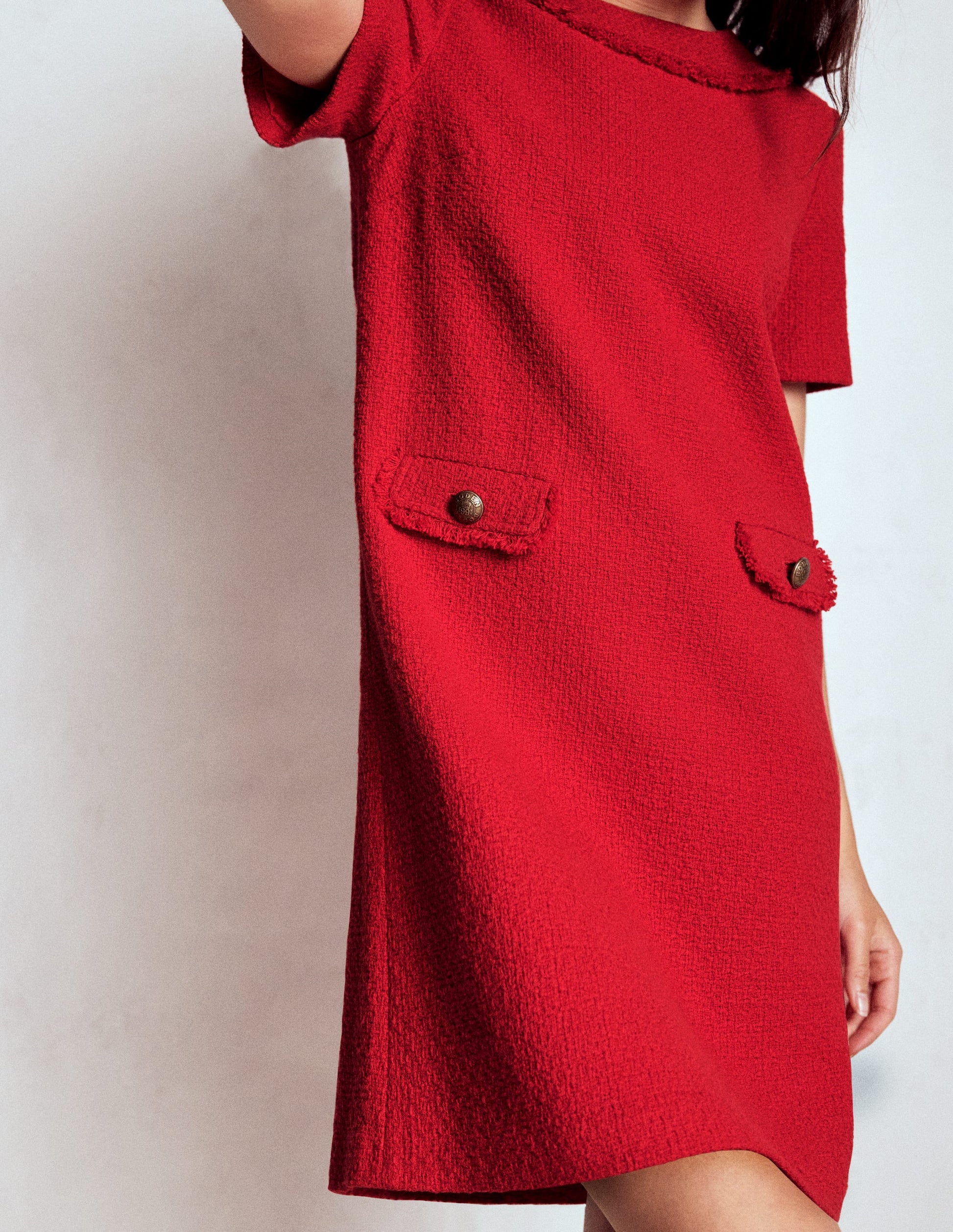 Evita Cotton Shift Dress-Poppy Red-2
