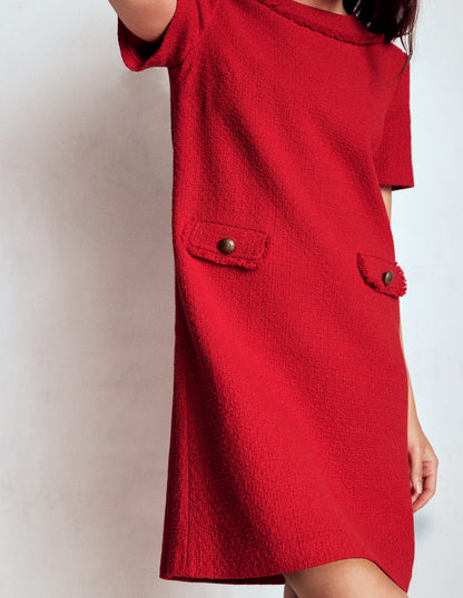 Evita Cotton Shift Dress-Poppy Red-2
