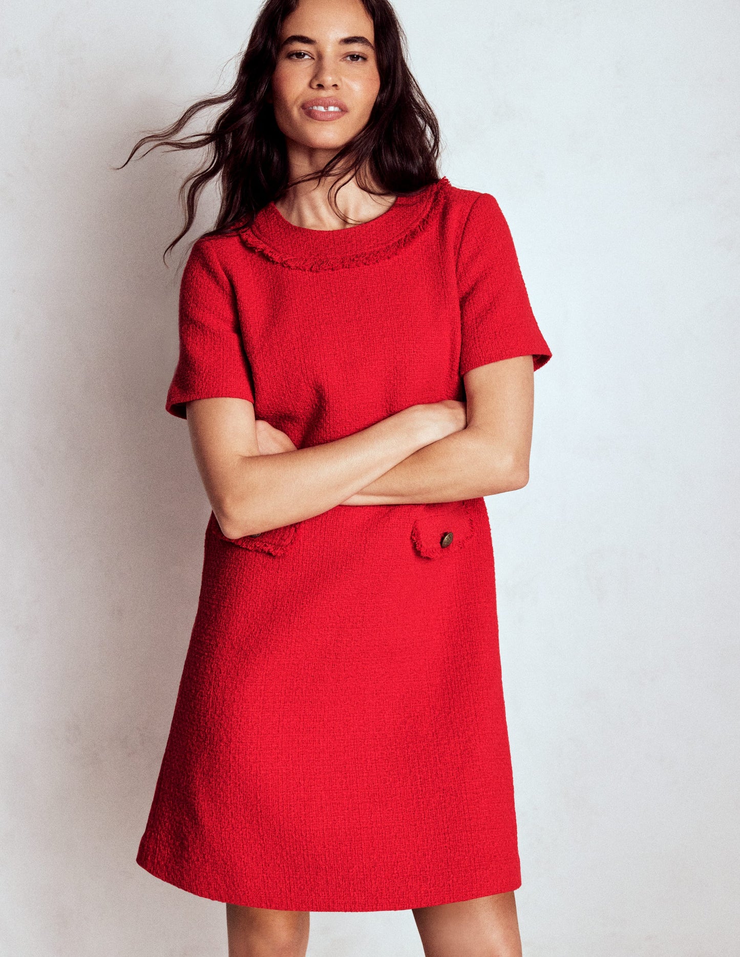 Evita Cotton Shift Dress-Poppy Red