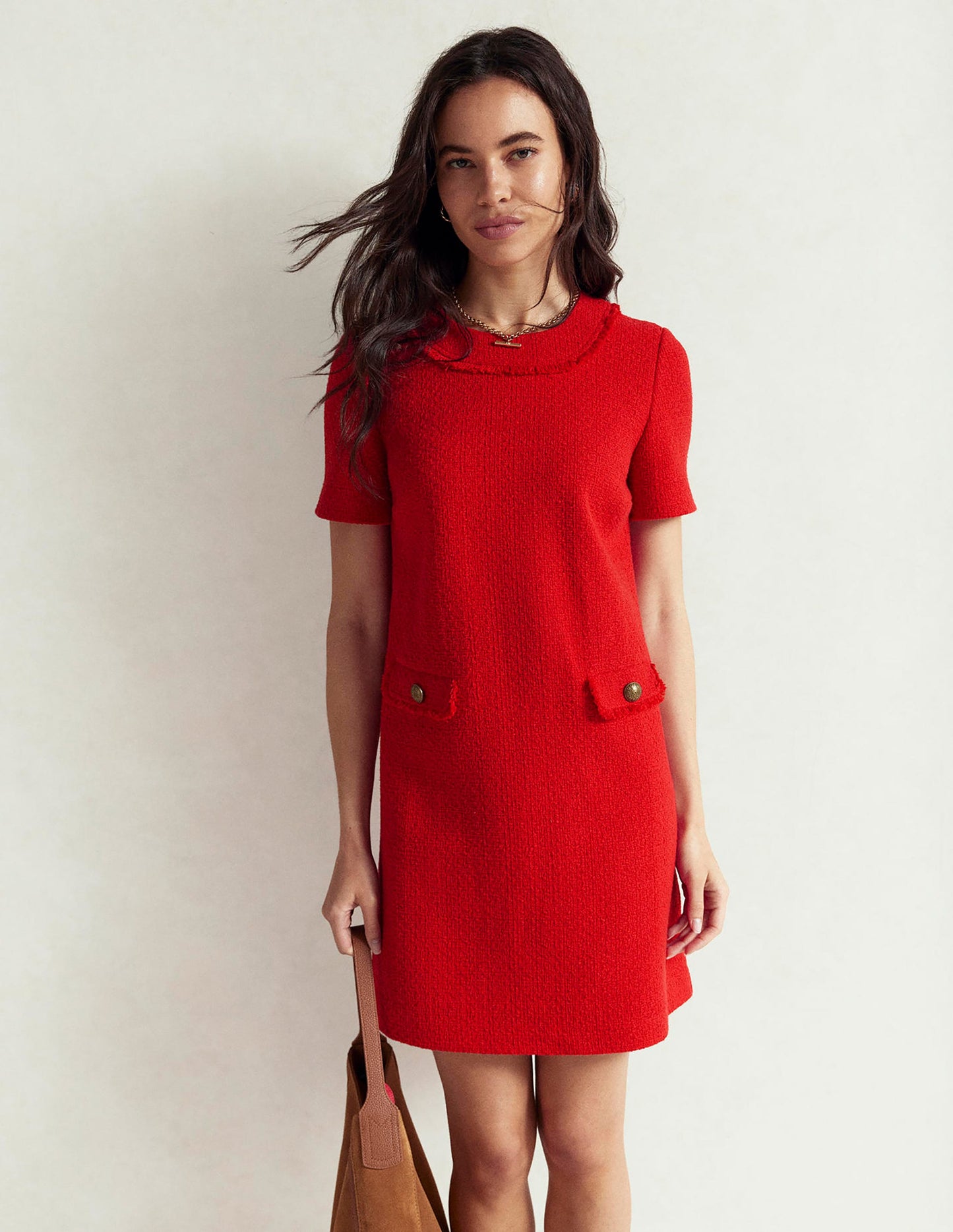 Evita Cotton Shift Dress-Poppy Red