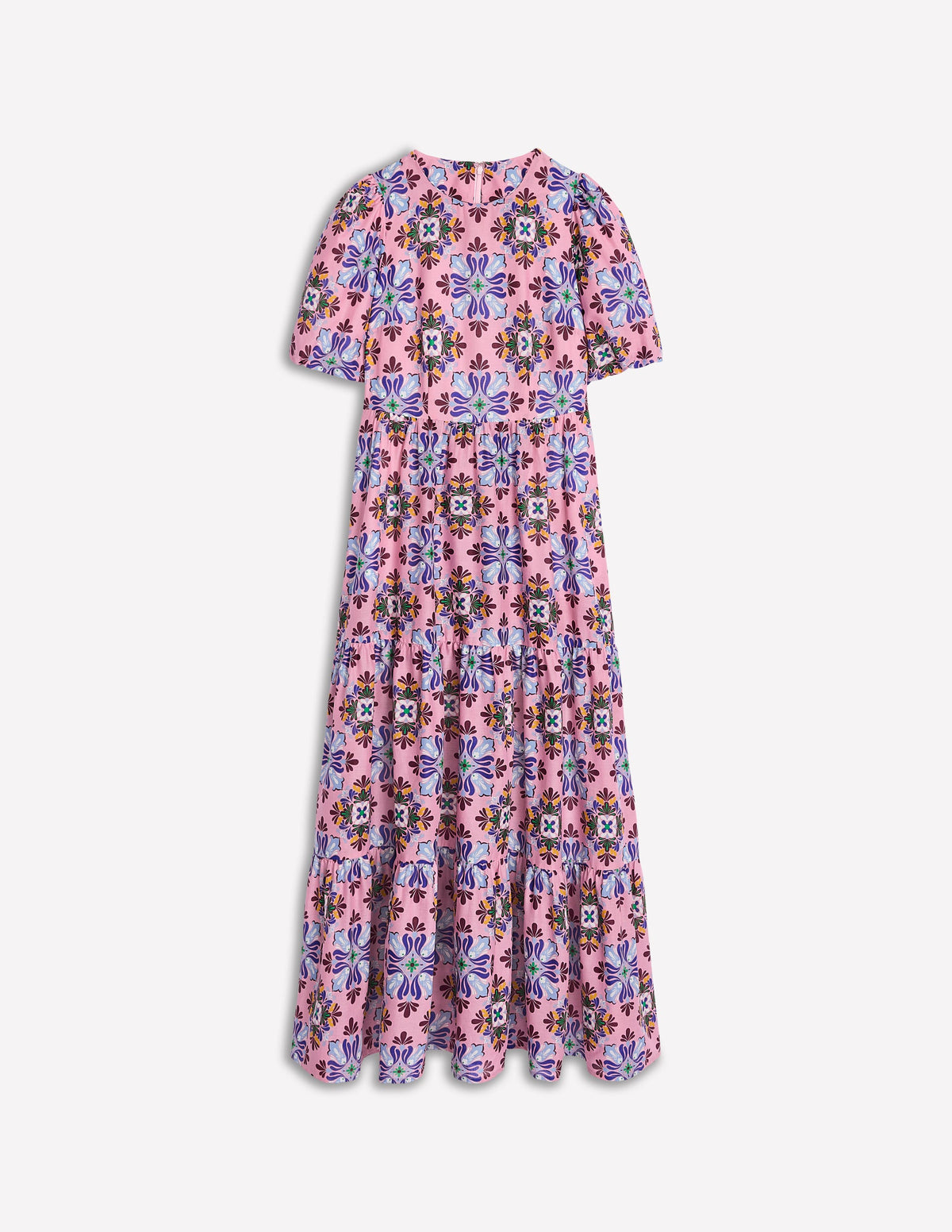 Tiered Poplin Maxi Dress-Formica Pink, Bloom Mosaic - Image 7