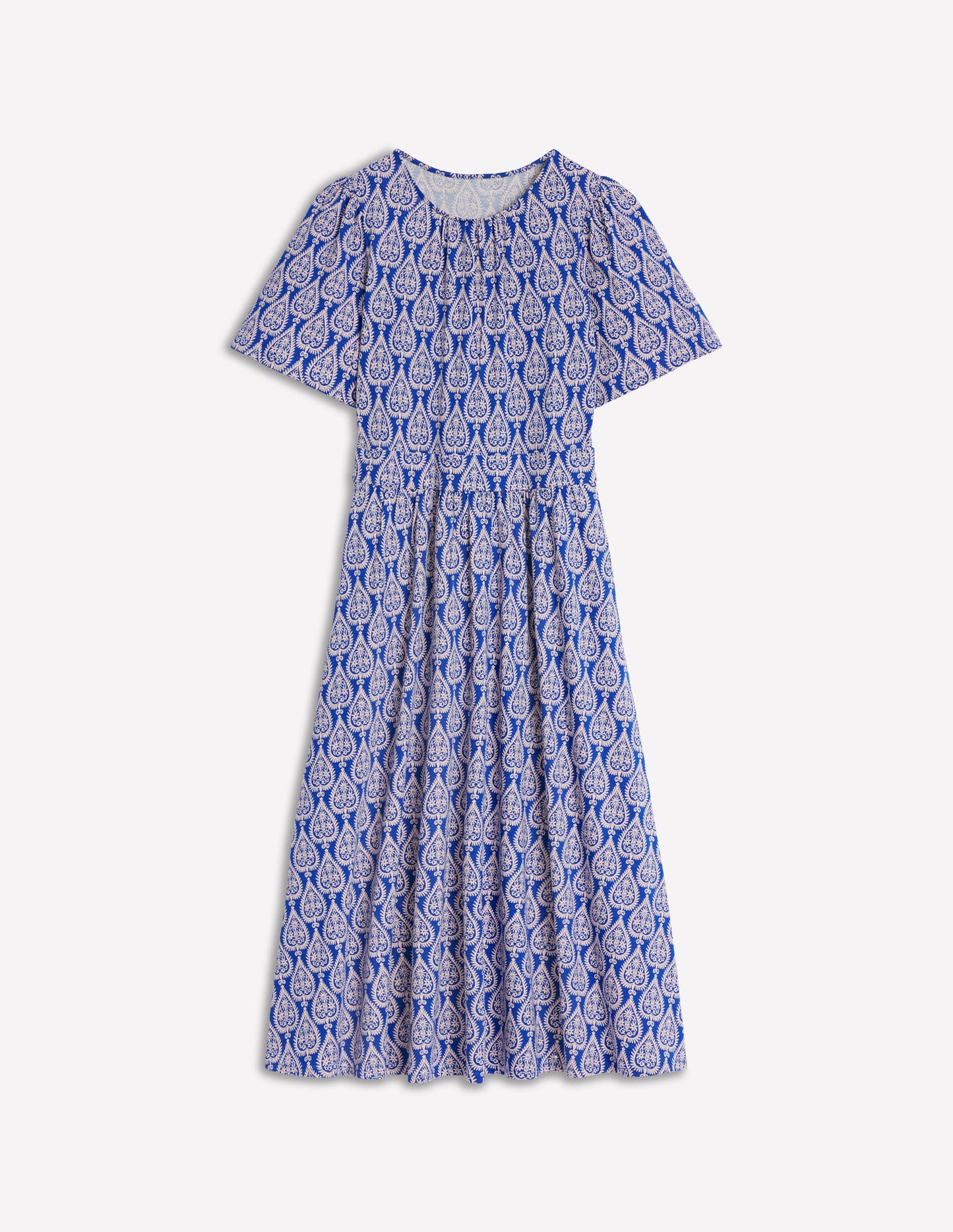 Louisa Jersey Midi Dress-Bright Blue, Ornate Geo