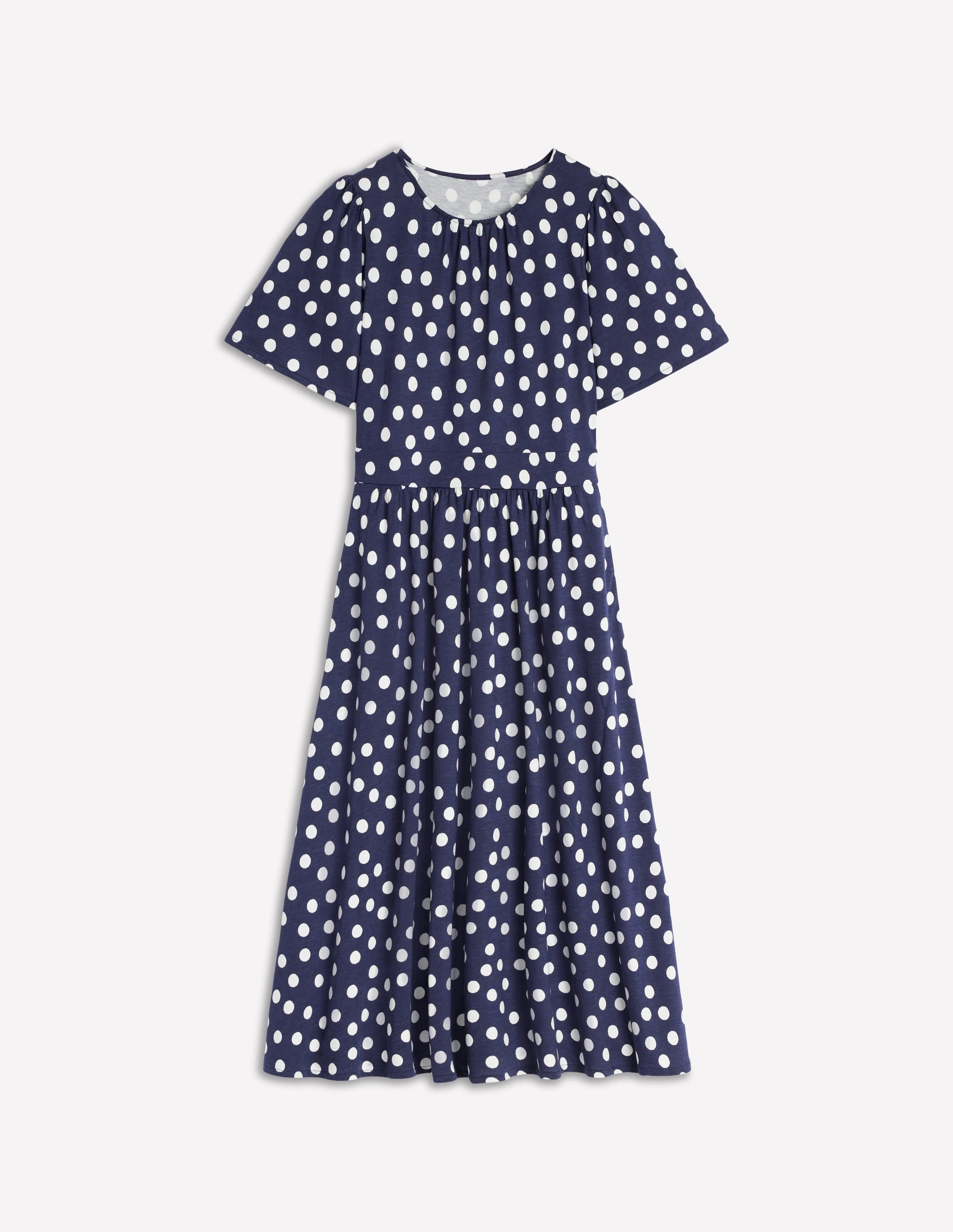 Louisa Jersey Midi Dress-French Navy, Painted Dot - Image 6