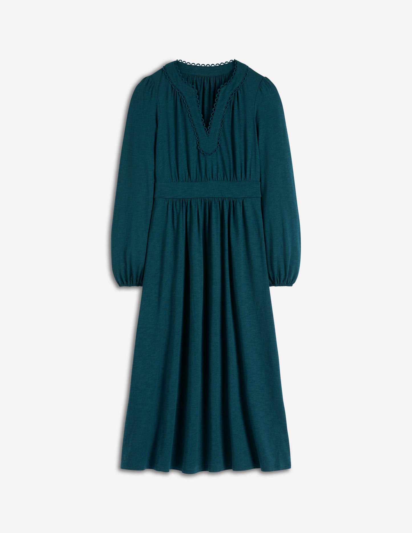 Maddie Picot Trim Midi Dress-Midnight Teal