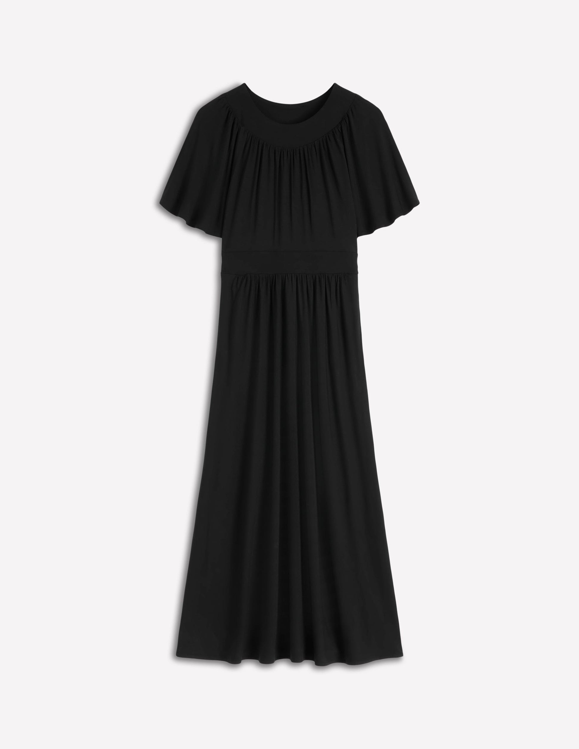 Yoke Panel Maxi Dress-Black-6