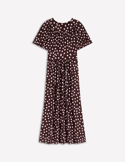 Yoke Panel Maxi Dress-Brown Spot-7