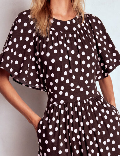 Yoke Panel Maxi Dress-Brown Spot-2