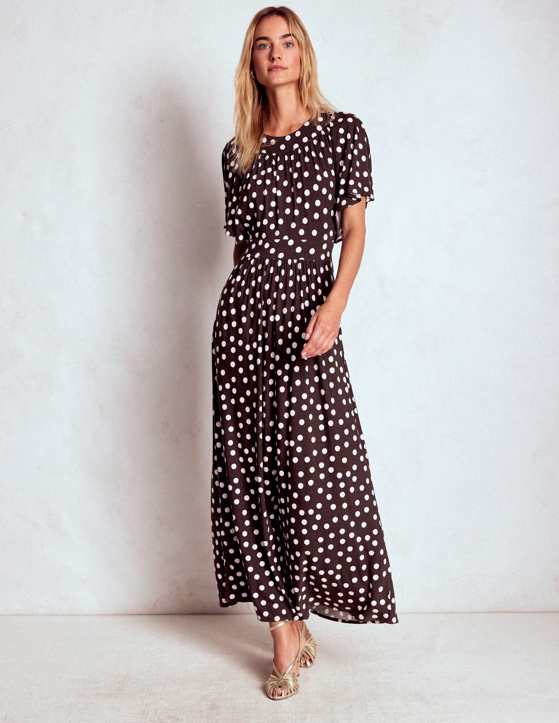 Yoke Panel Maxi Dress-Brown Spot-4