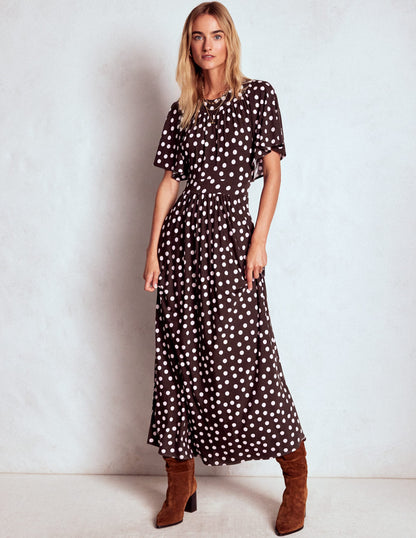 Yoke Panel Maxi Dress-Brown Spot-5