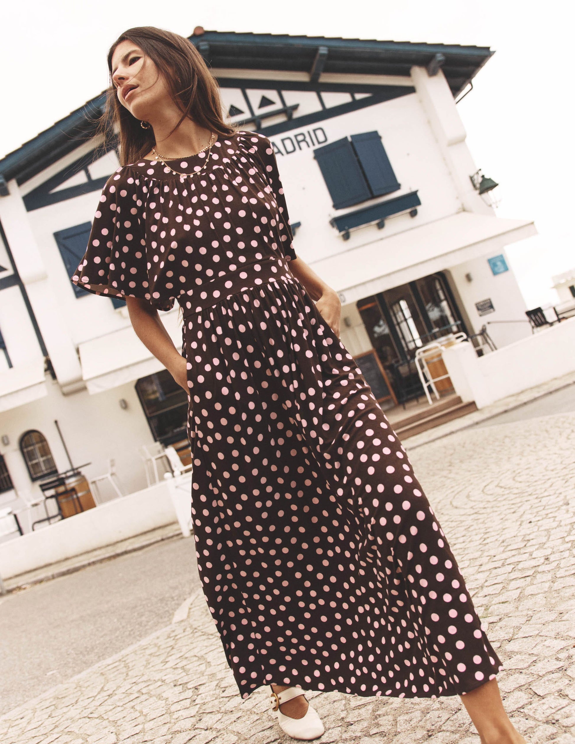 Yoke Panel Maxi Dress-Brown Spot | Boden USA Yoke Panel Maxi Dress-Brown Spot | Boden USA
