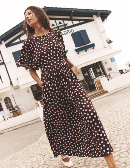 Yoke Panel Maxi Dress-Brown Spot-6
