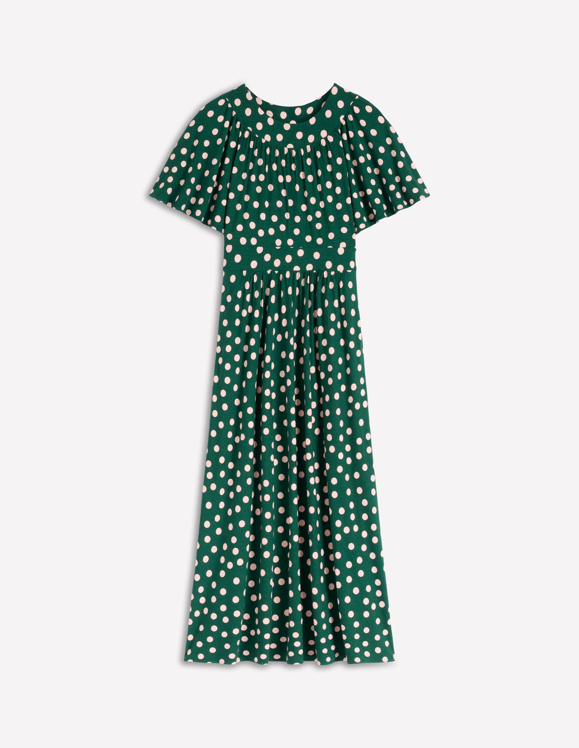 Yoke Panel Maxi Dress-Emerald Night, Painted Dot-5