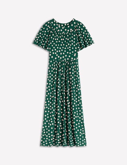 Yoke Panel Maxi Dress-Emerald Night, Painted Dot-5