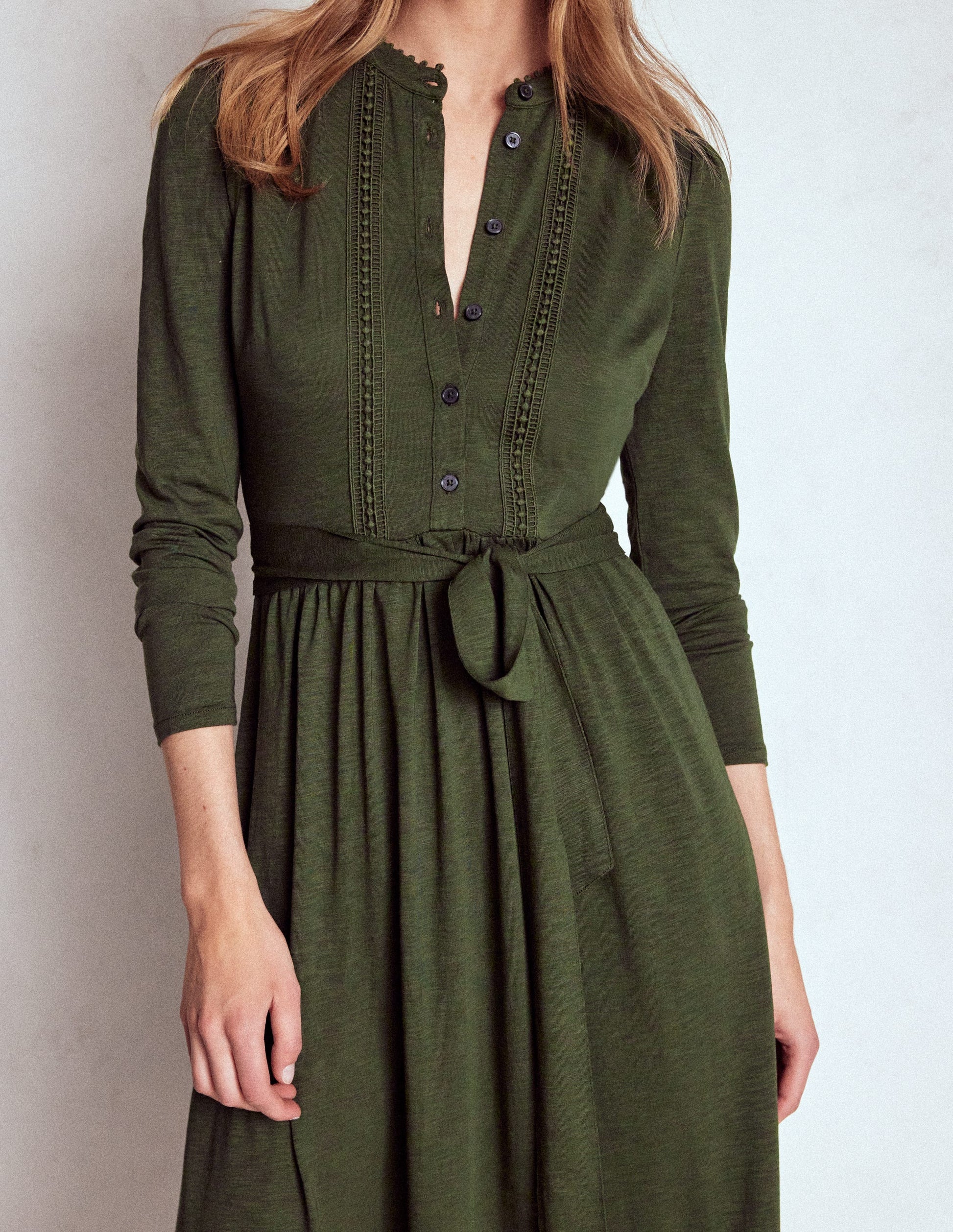Edwina Jersey Shirt Dress-Kale Leaf-3