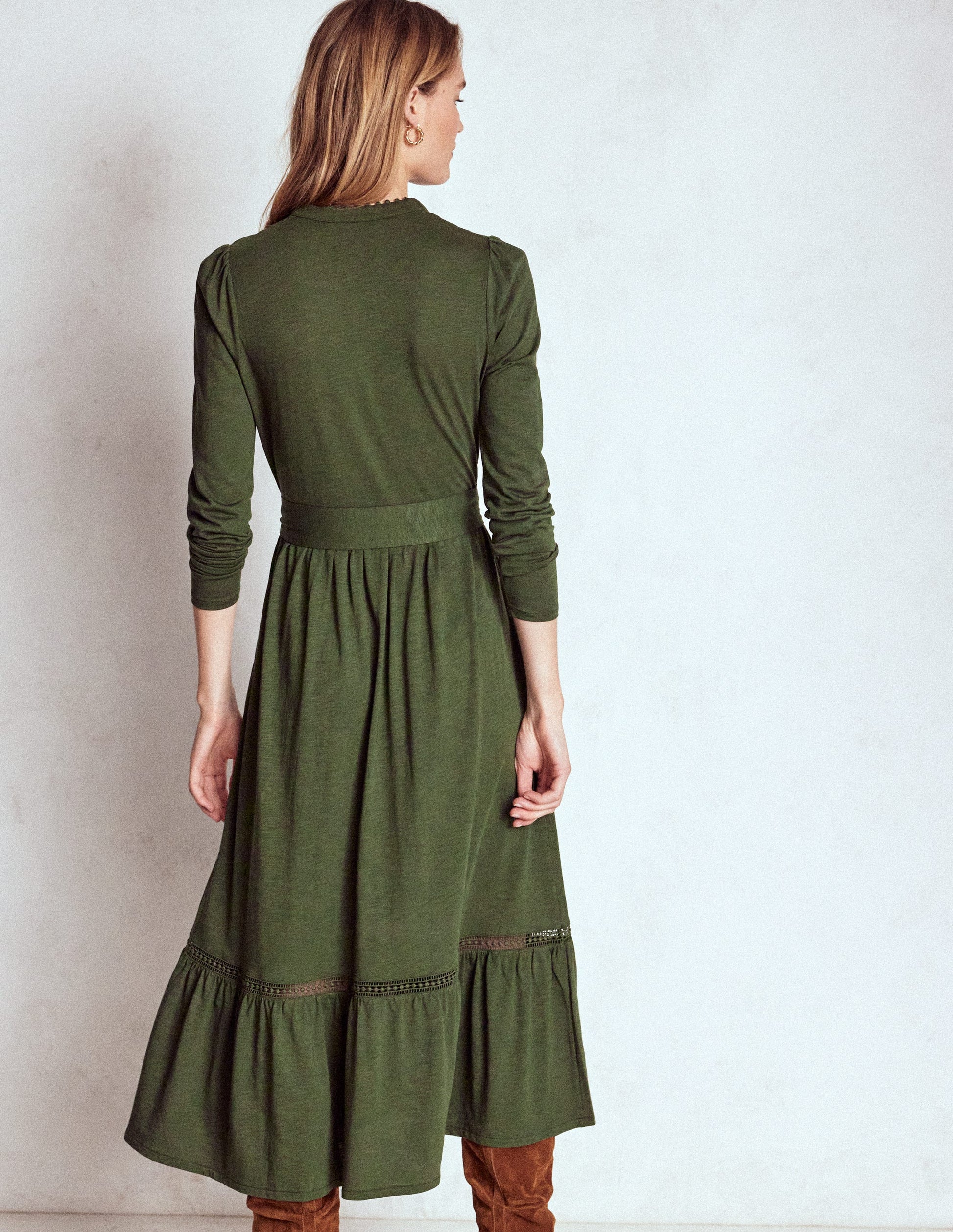 Edwina Jersey Shirt Dress-Kale Leaf-4
