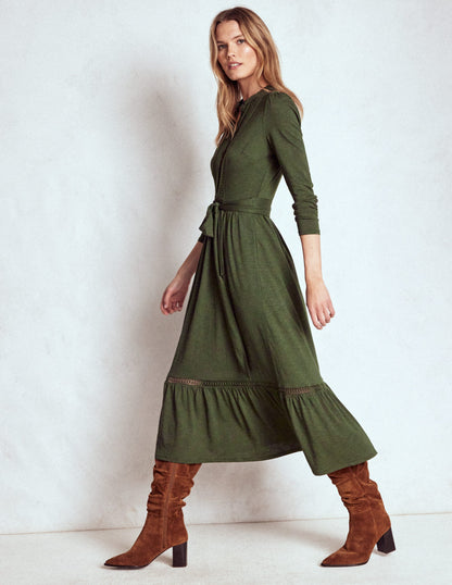 Edwina Jersey Shirt Dress-Kale Leaf-1