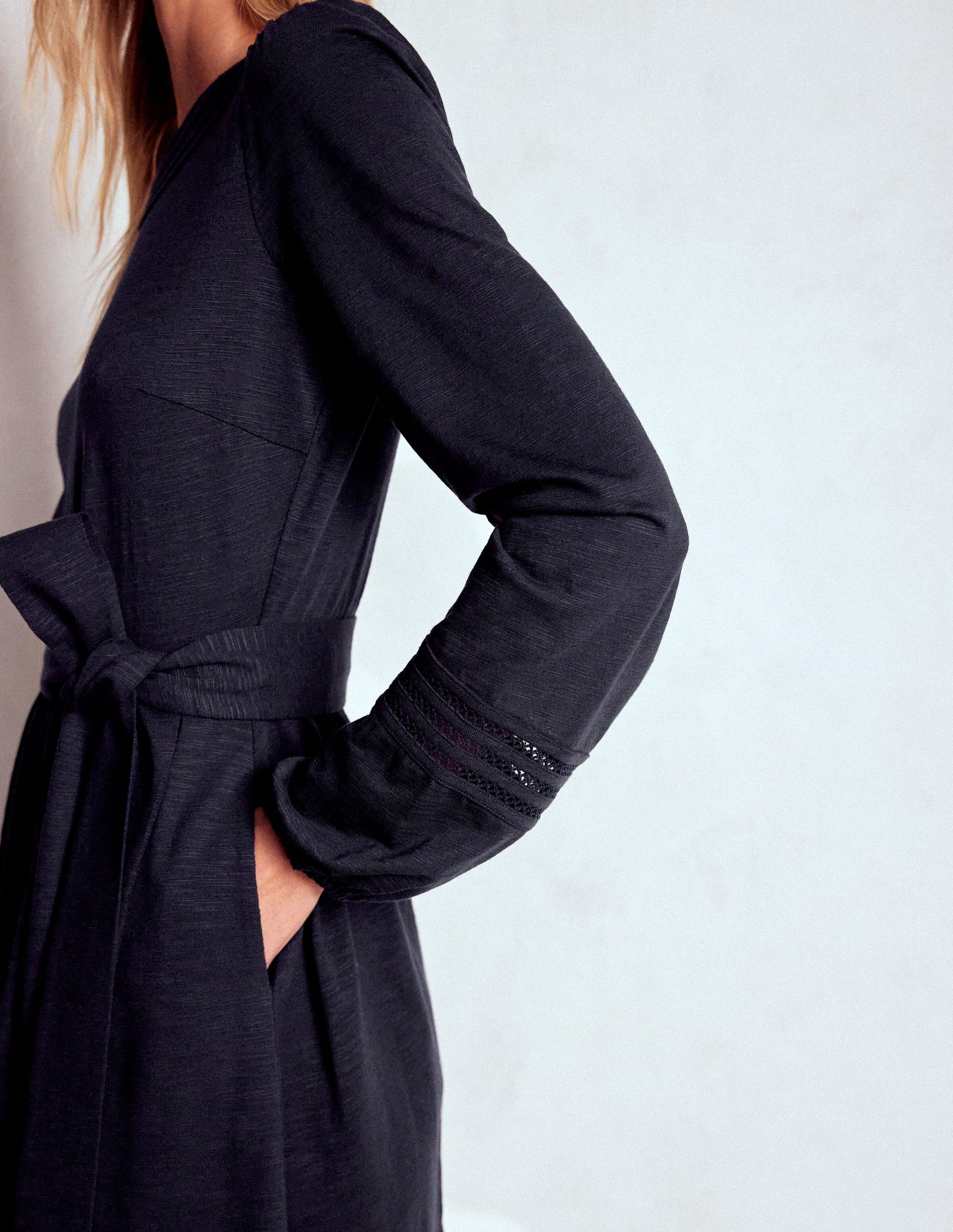 Athina Trim Insert Short Dress-Navy-2