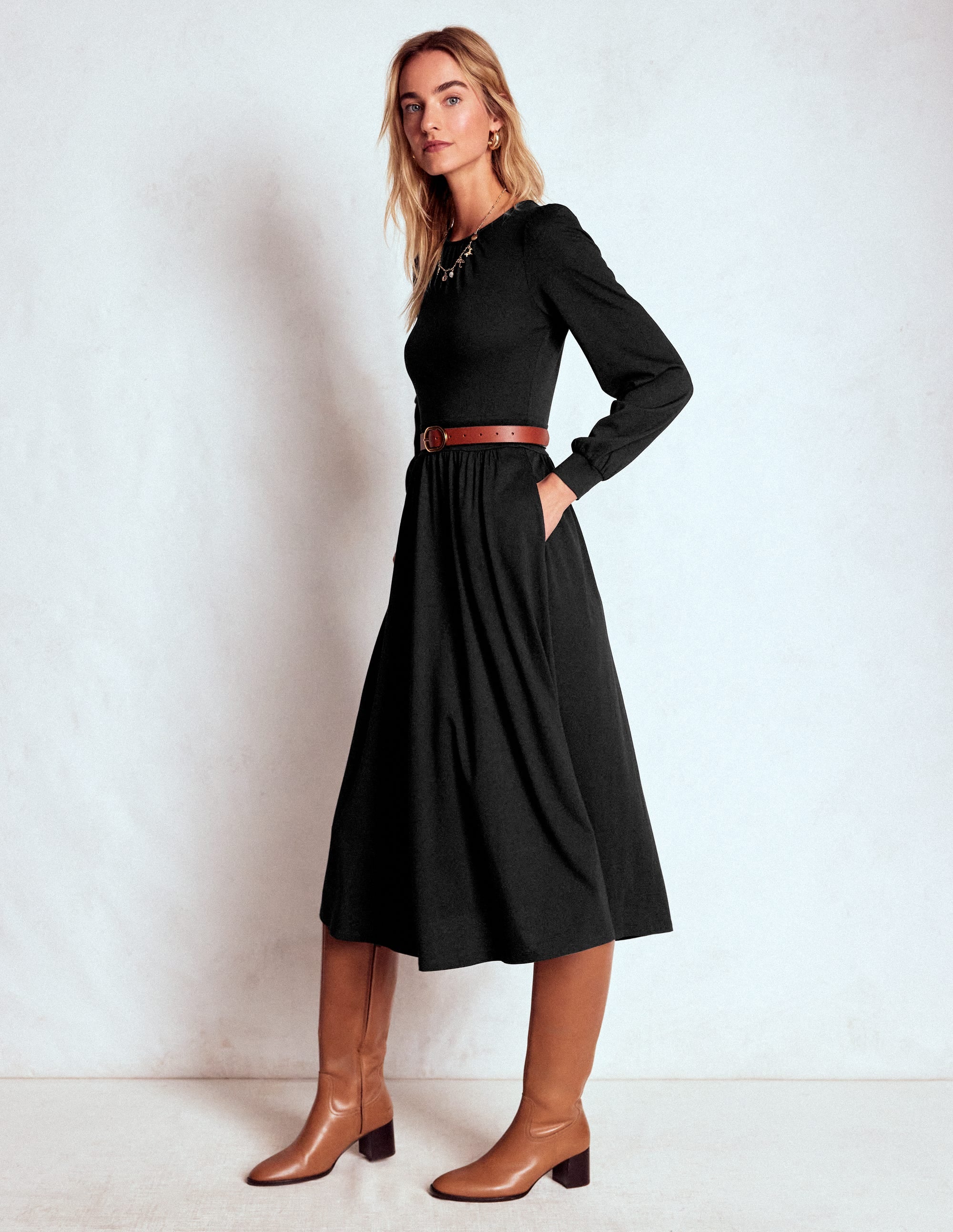 Alexandra Jersey Midi Dress-Black - Image 1
