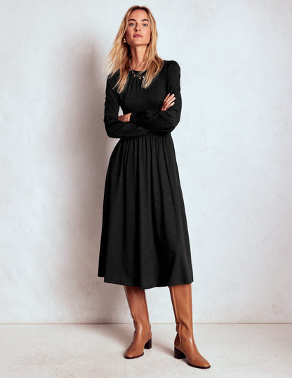 Alexandra Jersey Midi Dress-Black-4