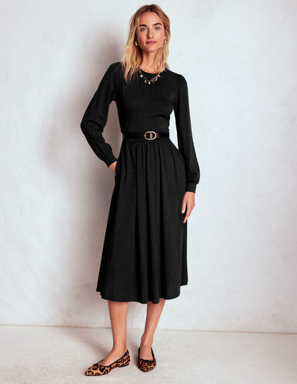 Alexandra Jersey Midi Dress-Black-5