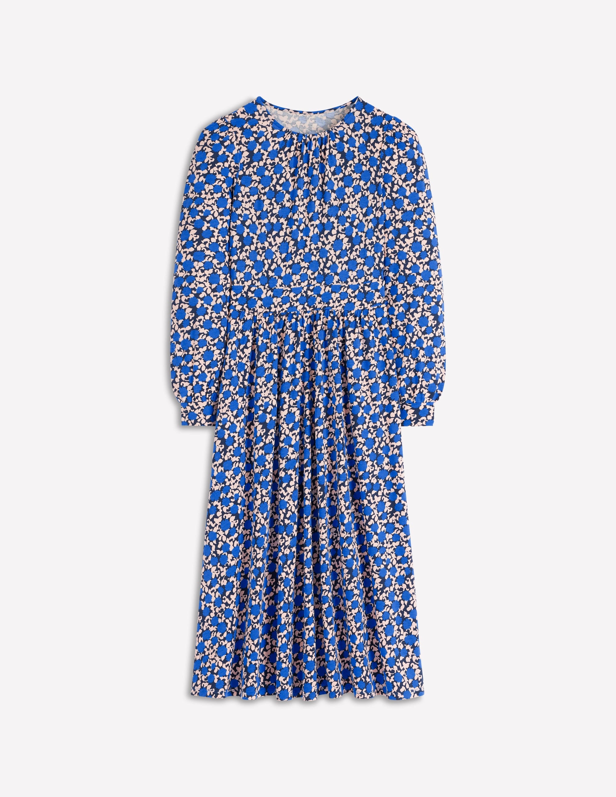 Alexandra Jersey Midi Dress-Kingfisher Blue, Floweret Vine - Image 7