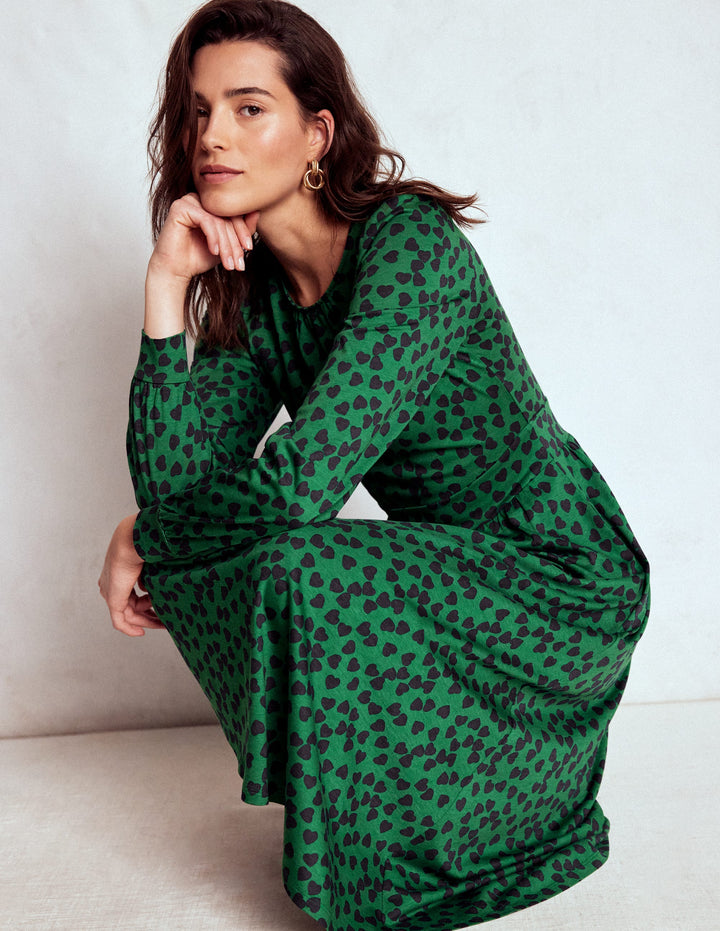 Alexandra Jersey Midi Dress-French Navy, Heart Cascade