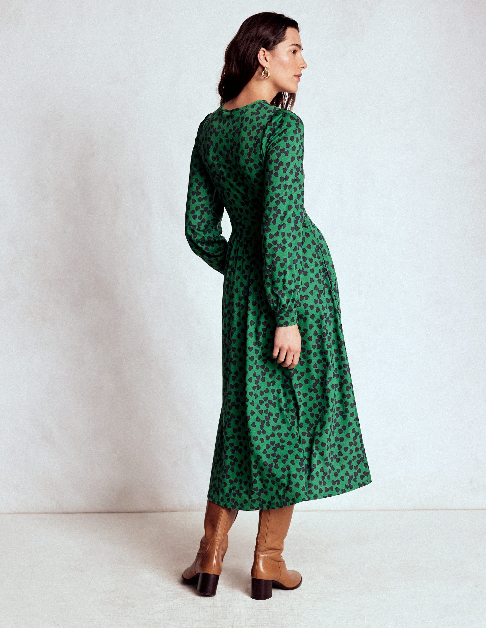 Alexandra Jersey Midi Dress-French Navy, Heart Cascade - Image 3