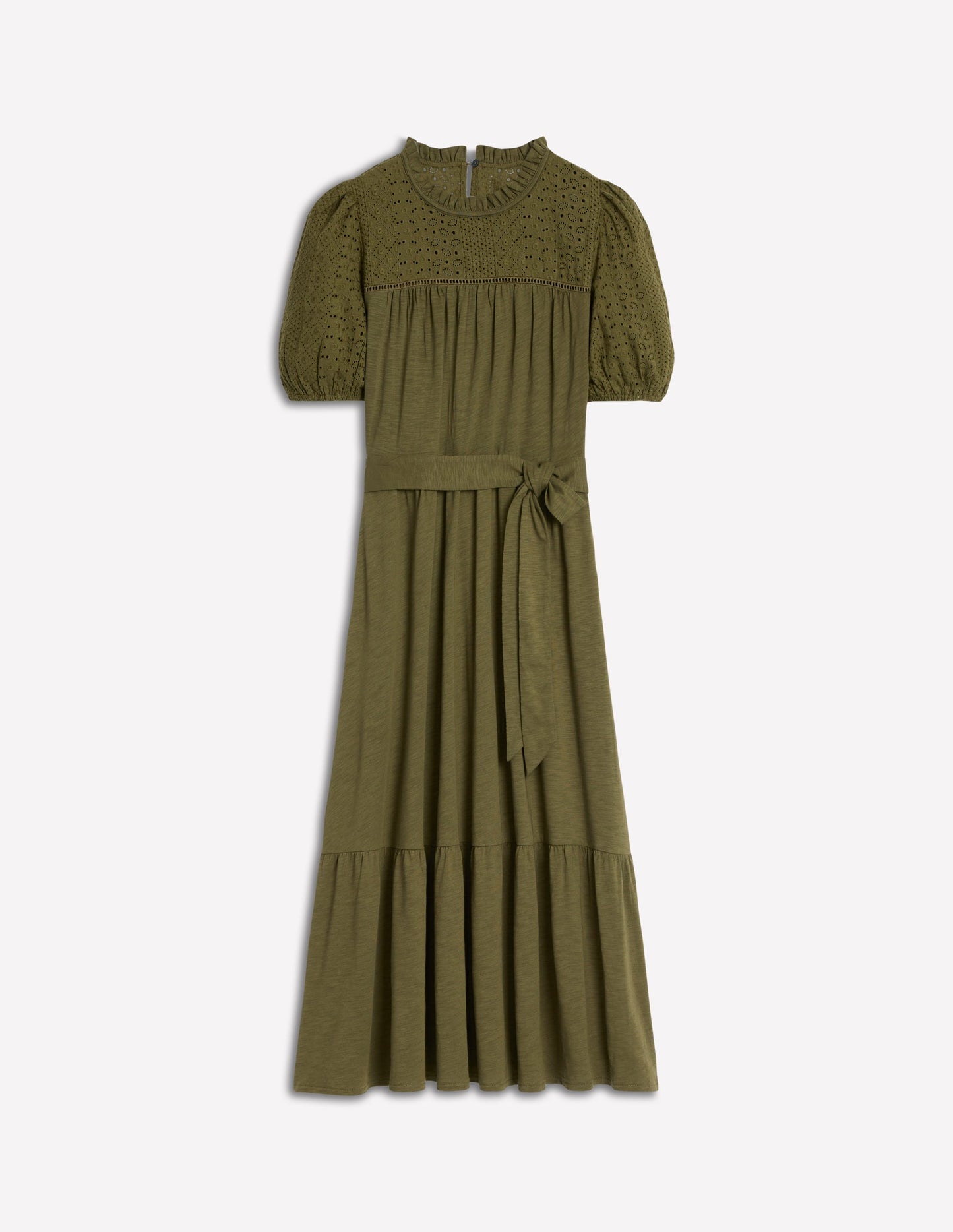 Lorelei Broderie Jersey Dress-Woodland Green