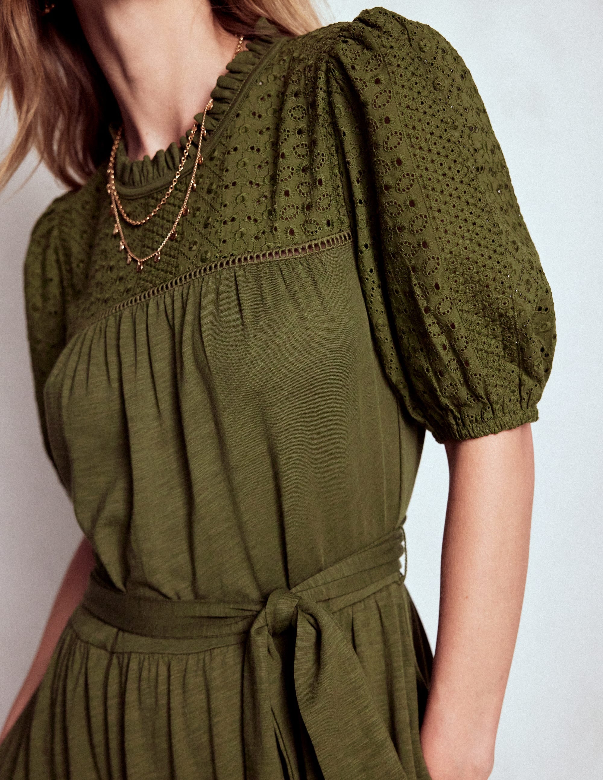 Lorelei Broderie Jersey Dress-Woodland Green - Image 2