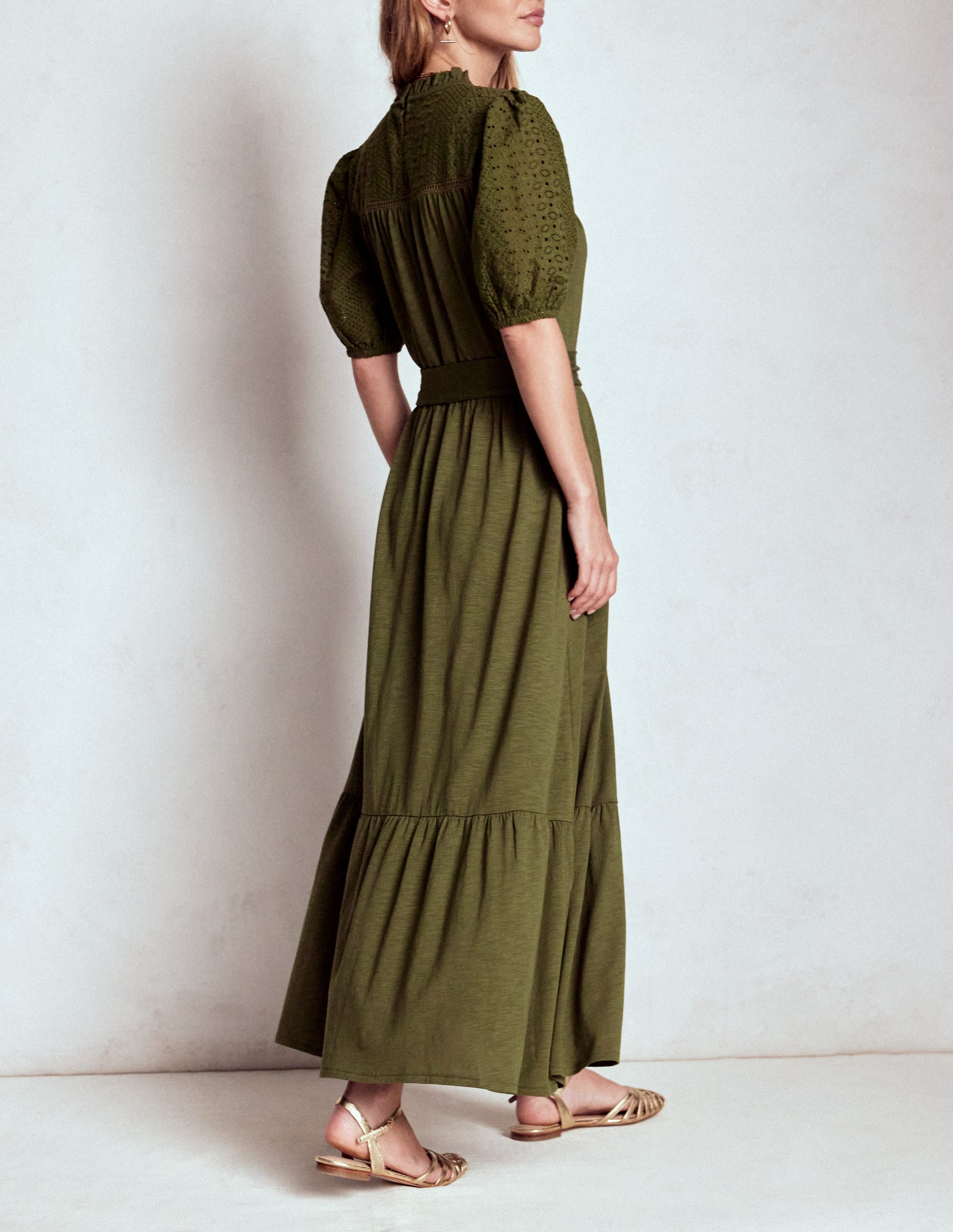 Lorelei Broderie Jersey Dress-Woodland Green - Image 3