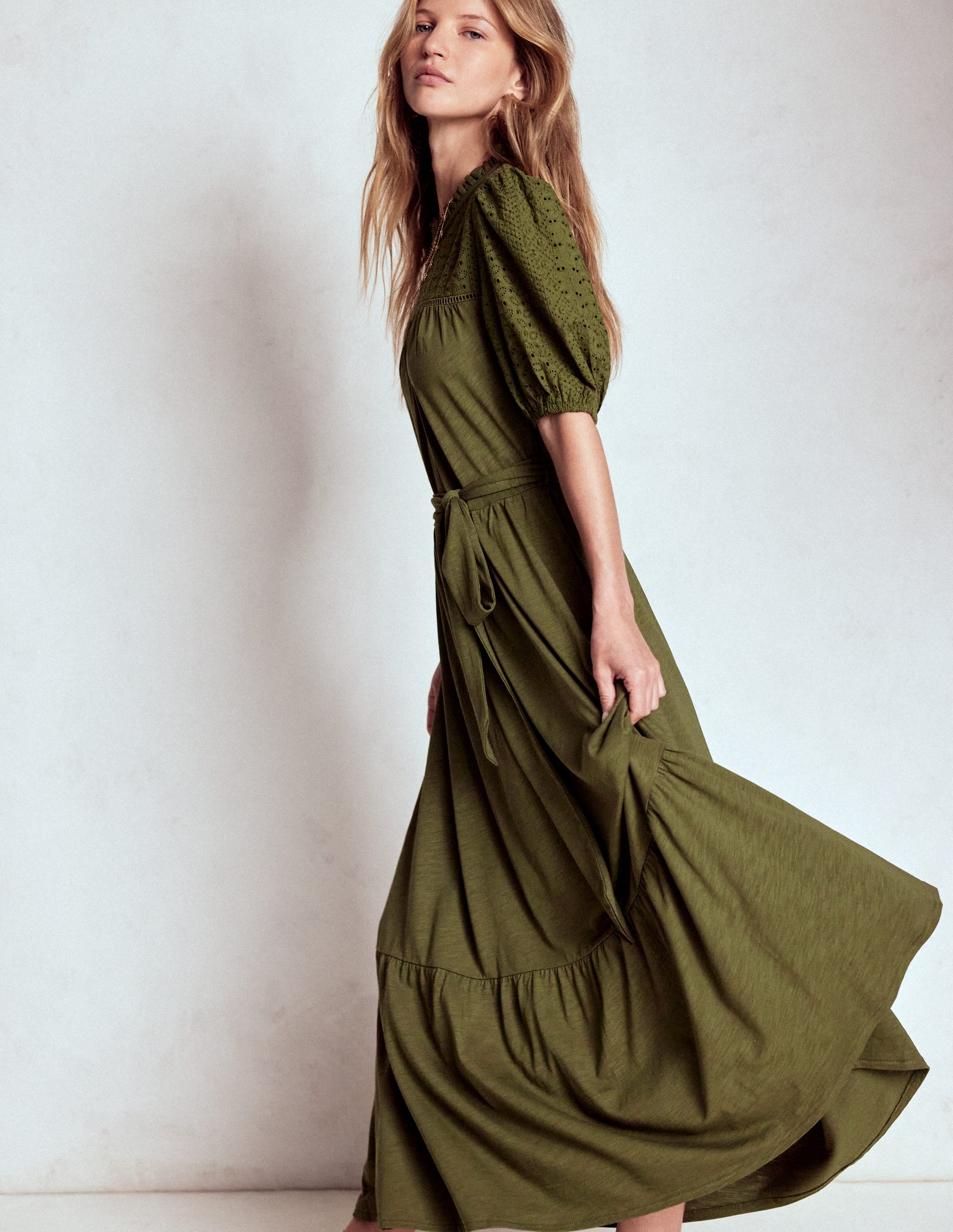 Lorelei Broderie Jersey Dress-Woodland Green - Image 5