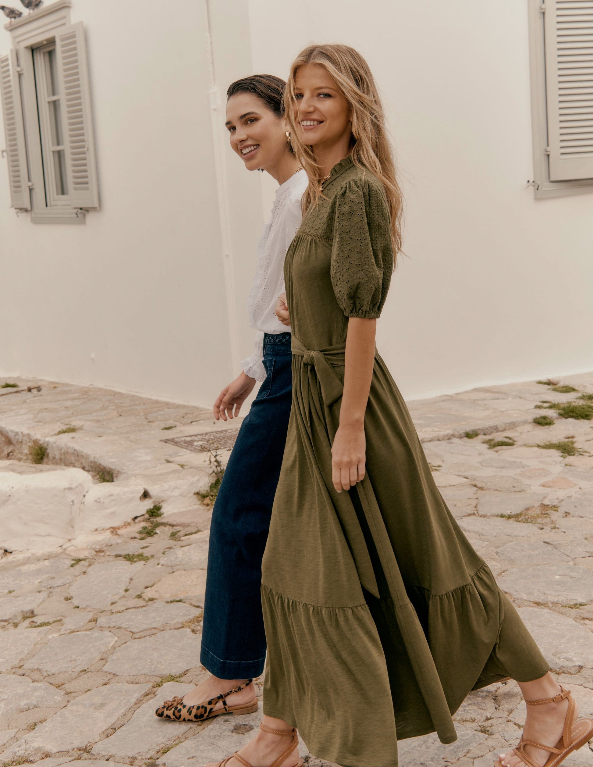 Lorelei Broderie Jersey Dress-Woodland Green-2