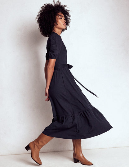 Lorelei Broderie Jersey Dress-Navy-4