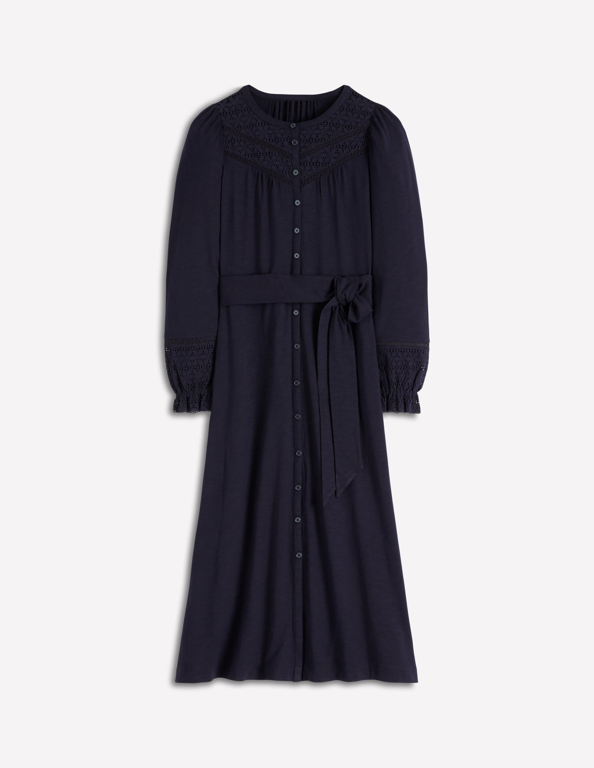 Pippa Broderie Jersey Dress-Navy - Image 6