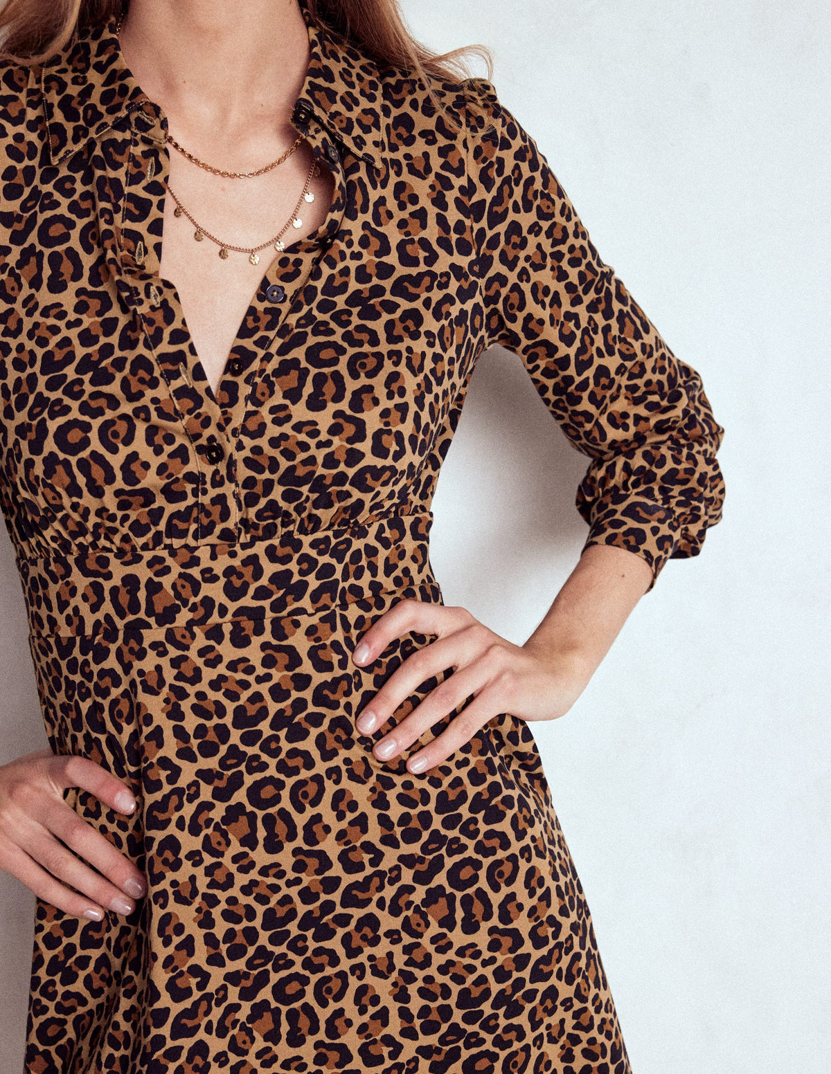 Orla Short Jersey Shirt Dress-Cheetah Pop - Image 2