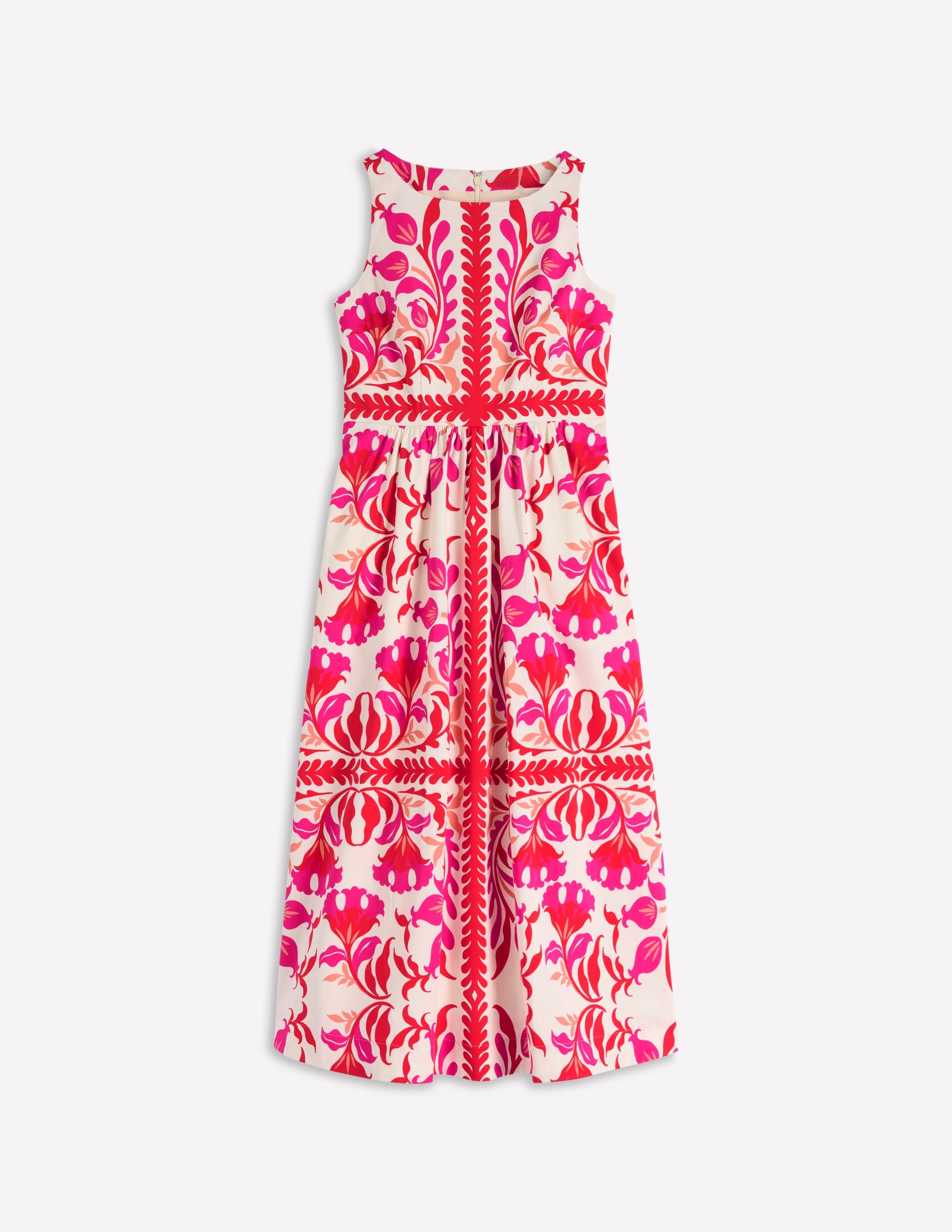 Lauren Cotton Midi Dress-Poppy Red, Elaborate Flora - Image 8