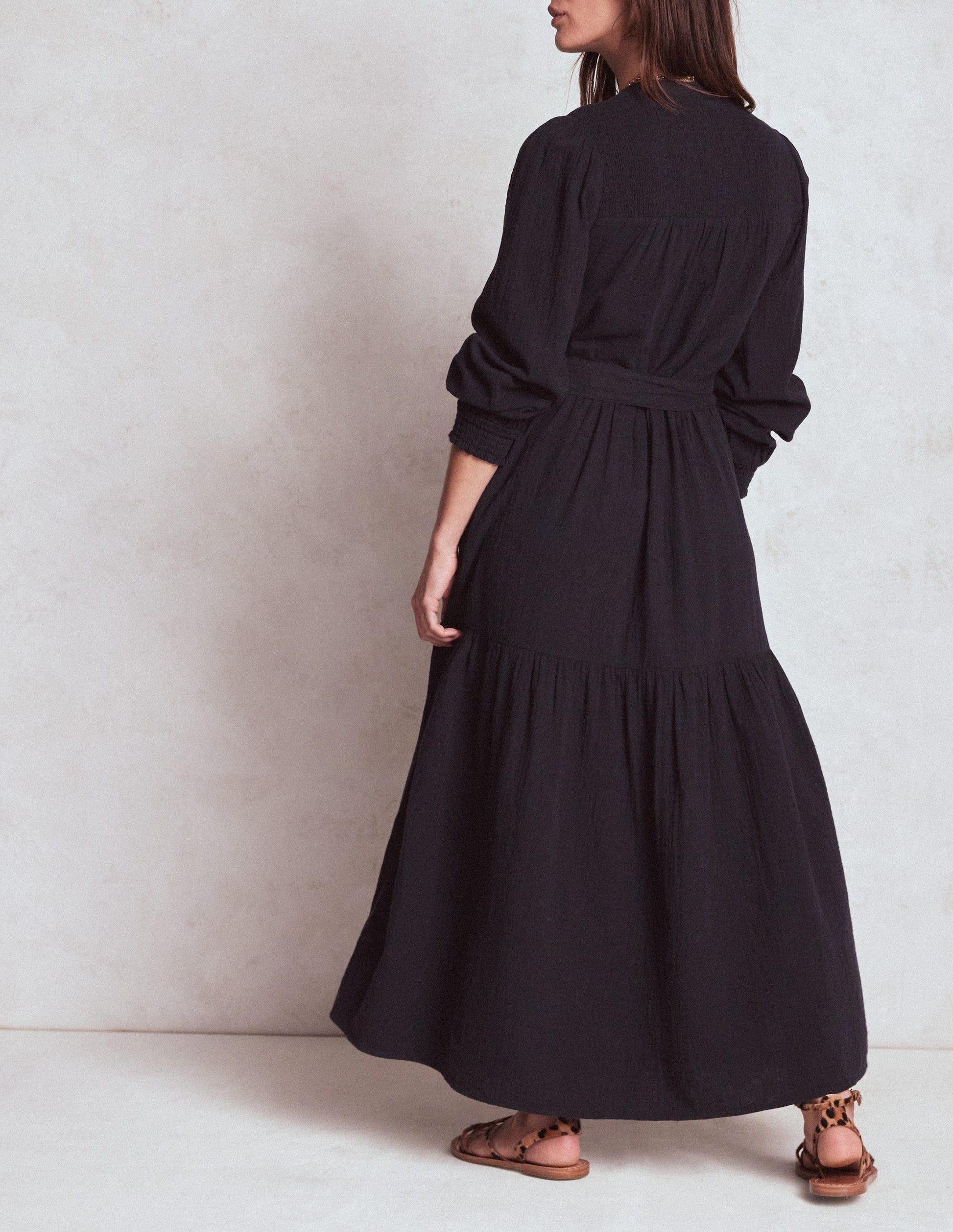 Cecily Double Cloth Midi Dress-Midnight Blue-4