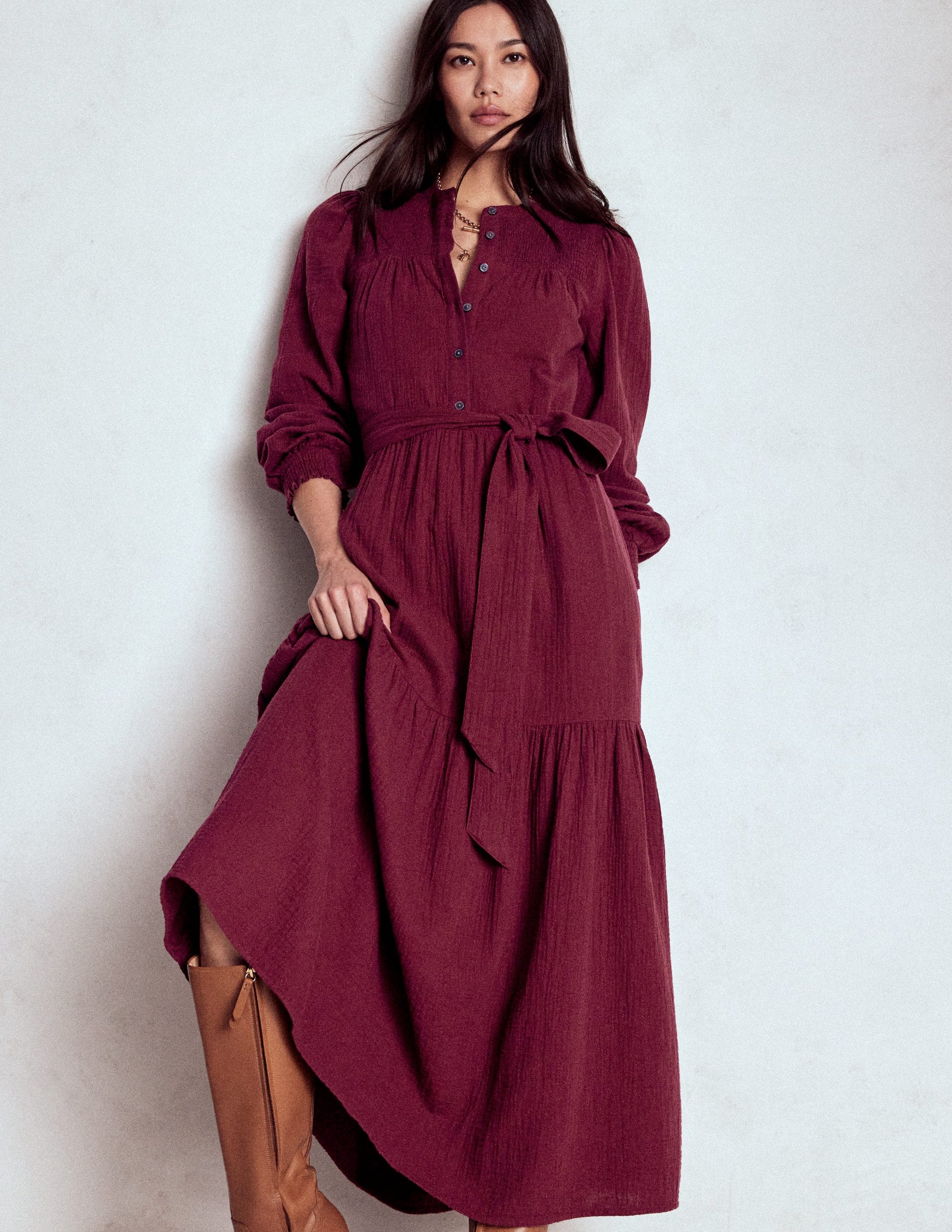 Cecily Double Cloth Midi Dress-Deep Wisteria-1