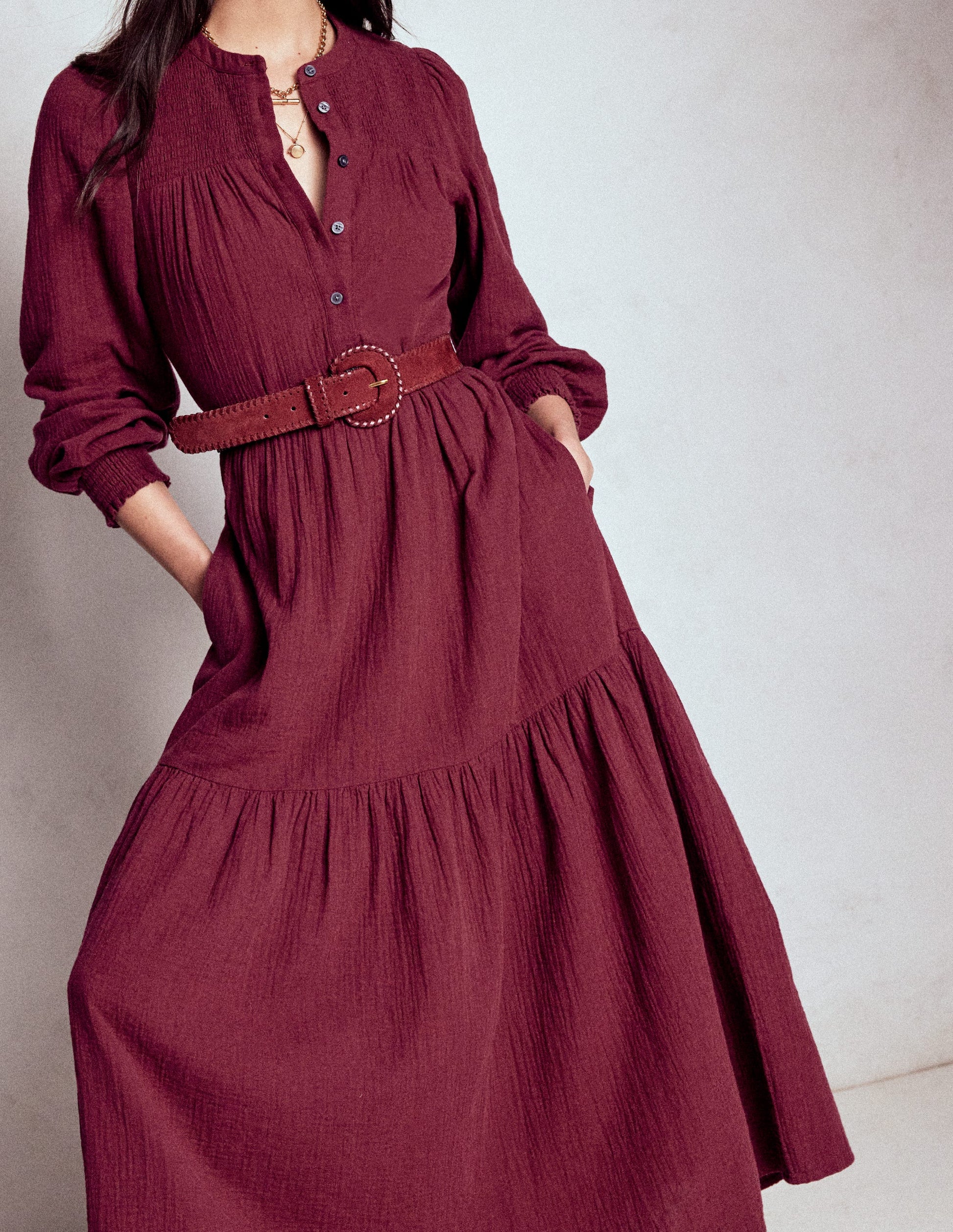 Cecily Double Cloth Midi Dress-Deep Wisteria-2