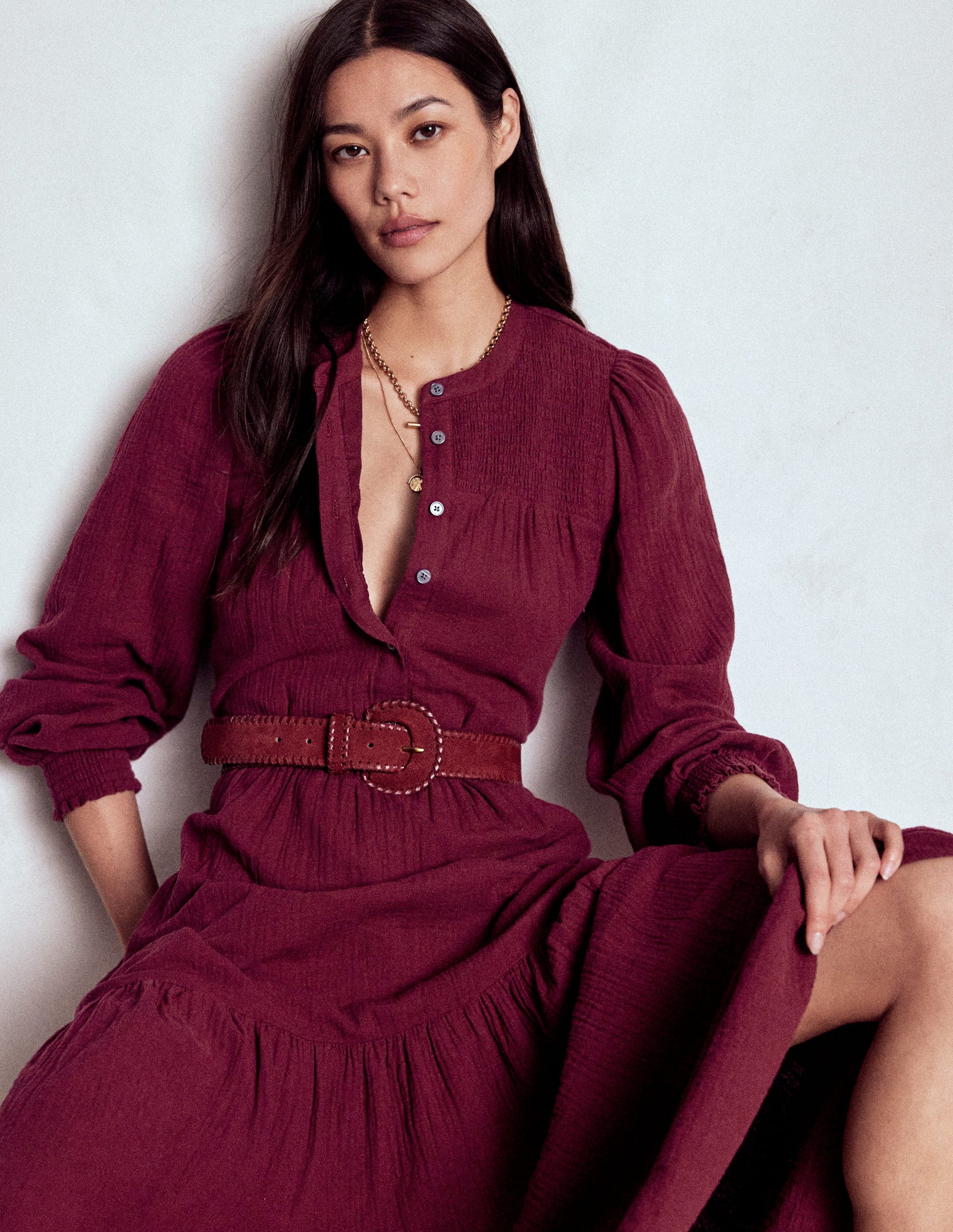 Cecily Double Cloth Midi Dress-Deep Wisteria-4