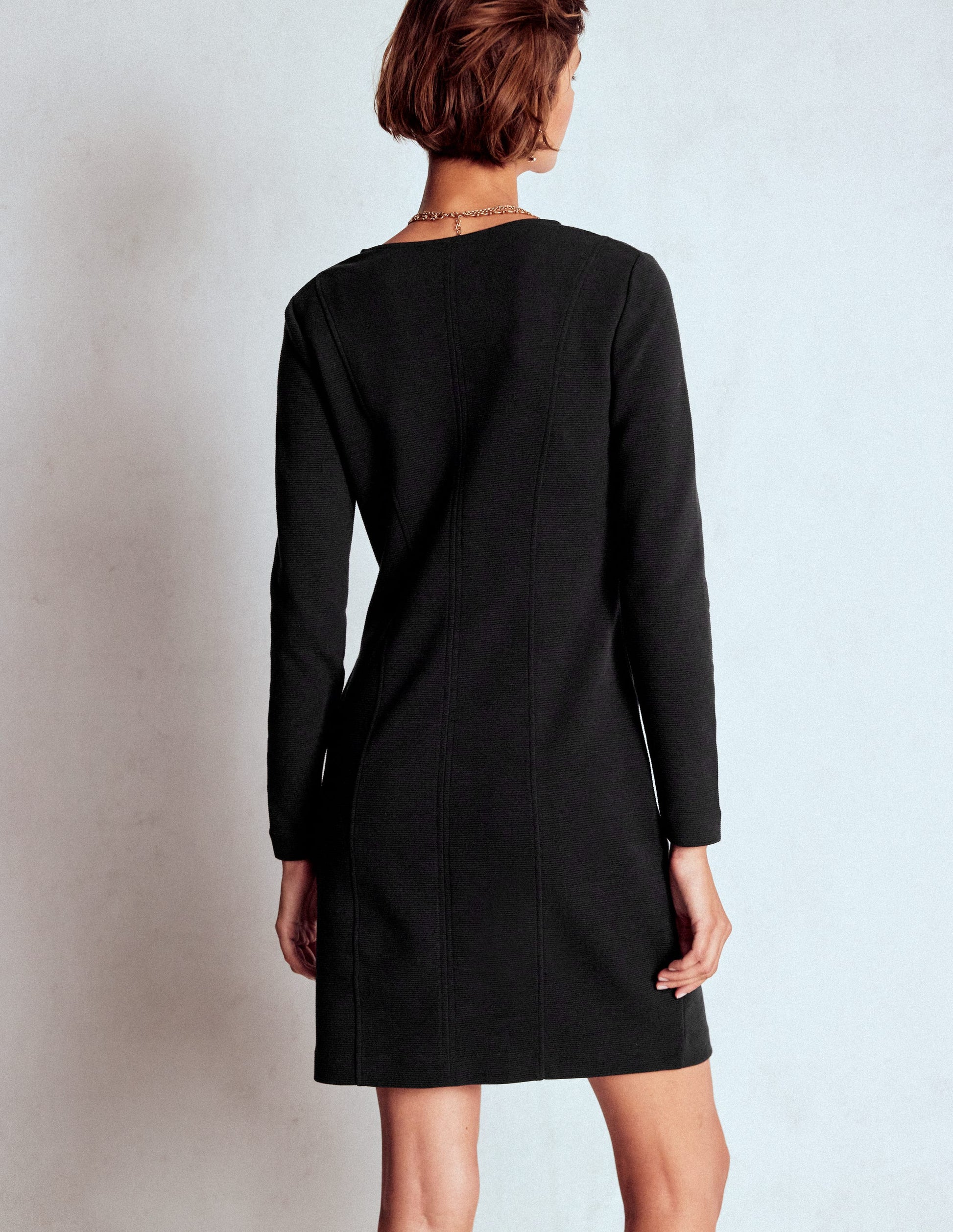 Ellen V-neck Ottoman Dress-Black-3