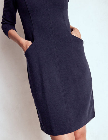 Ellen V-neck Ottoman Dress-Navy-2
